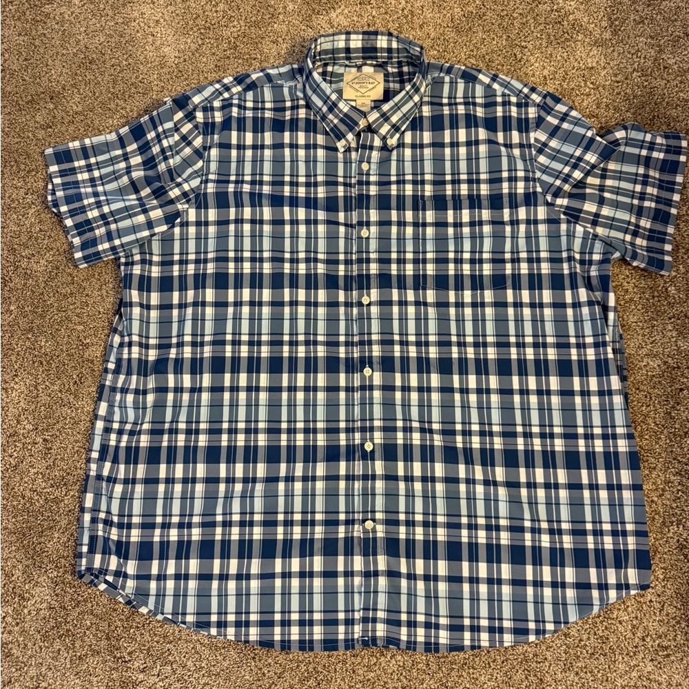 St. John's Bay Navy and White Plaid Men's Shirt